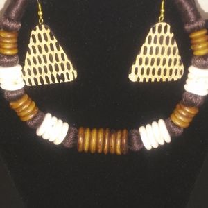 African Yarn Necklace & Earring Set
